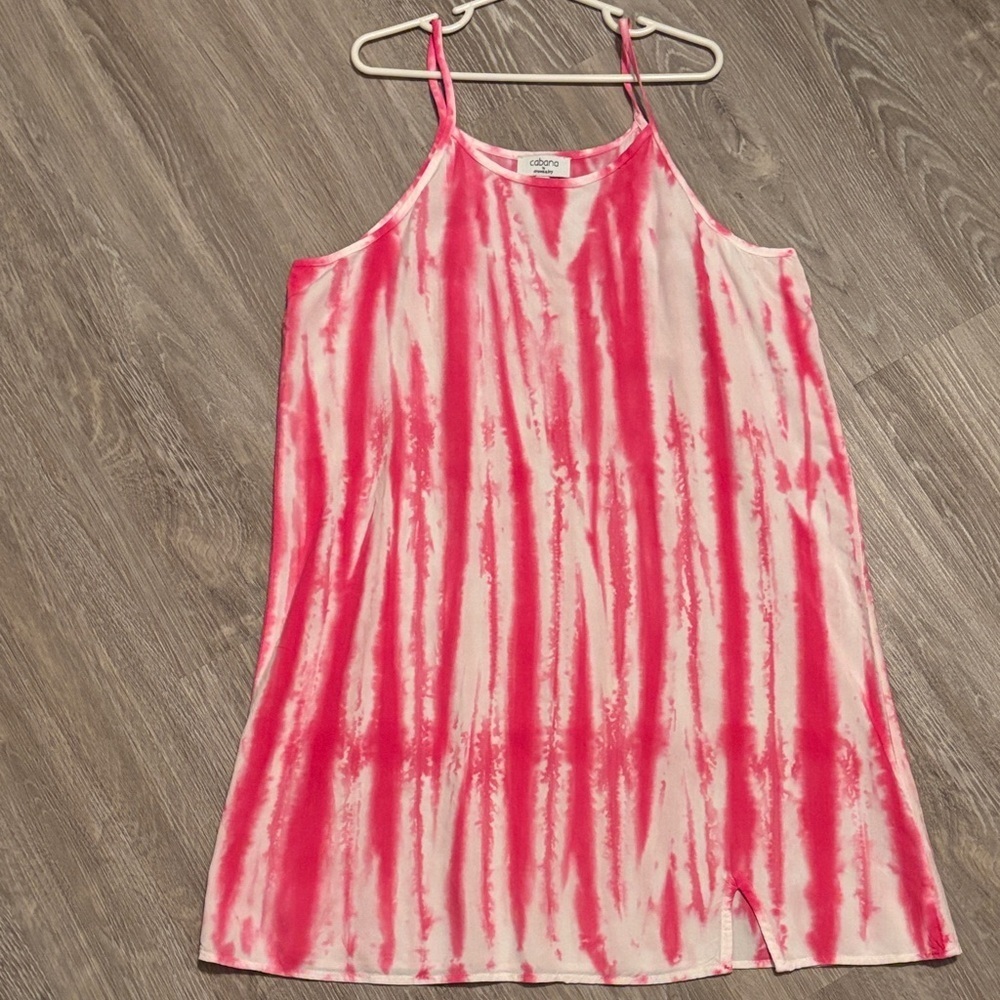 Pink and white cami dress Sz L - Picture 1 of 3